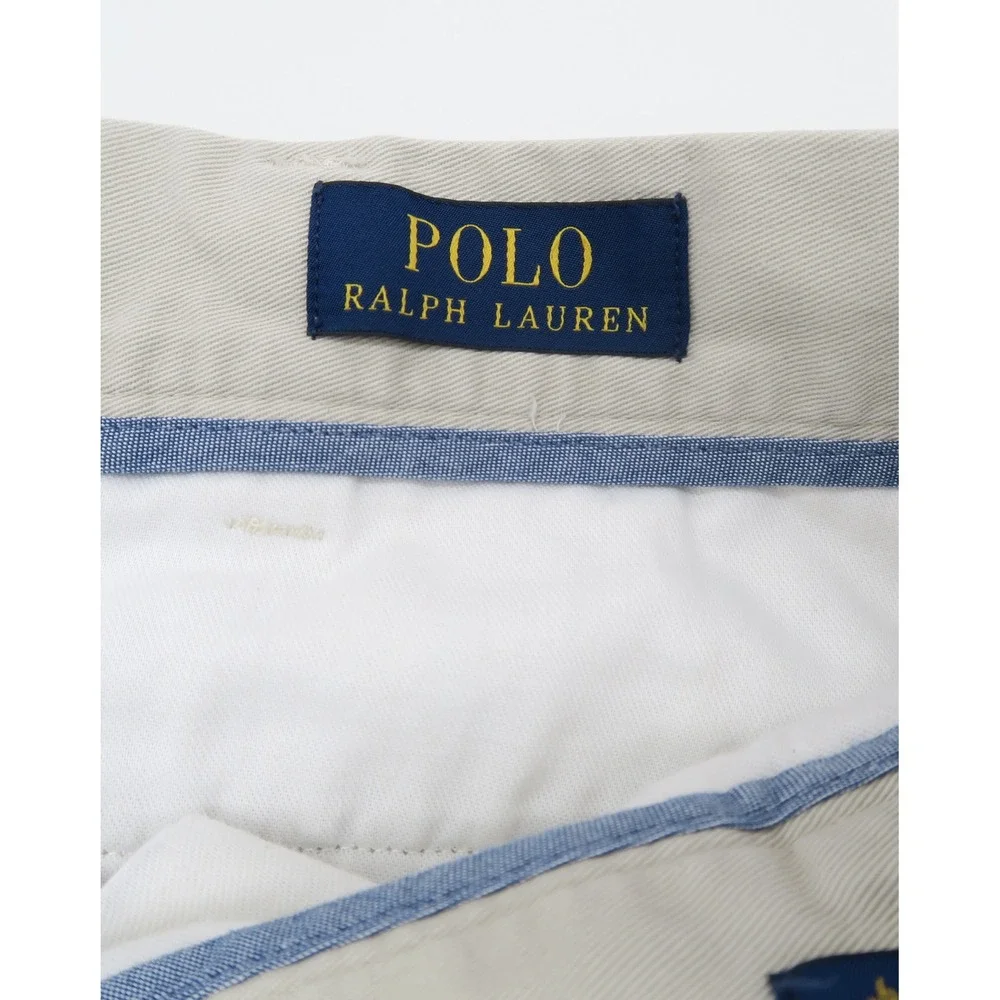 Polo‎ Ralph Lauren Mens Khaki Chino Shorts Size 36 Tan Cotton Twill Flat Front